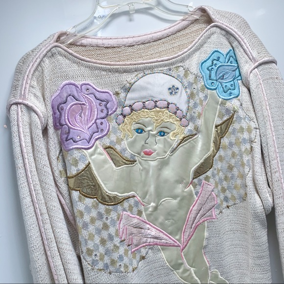 Vintage 1980s Cupid Angel Baby Sweater, Size M - Picture 3 of 7
